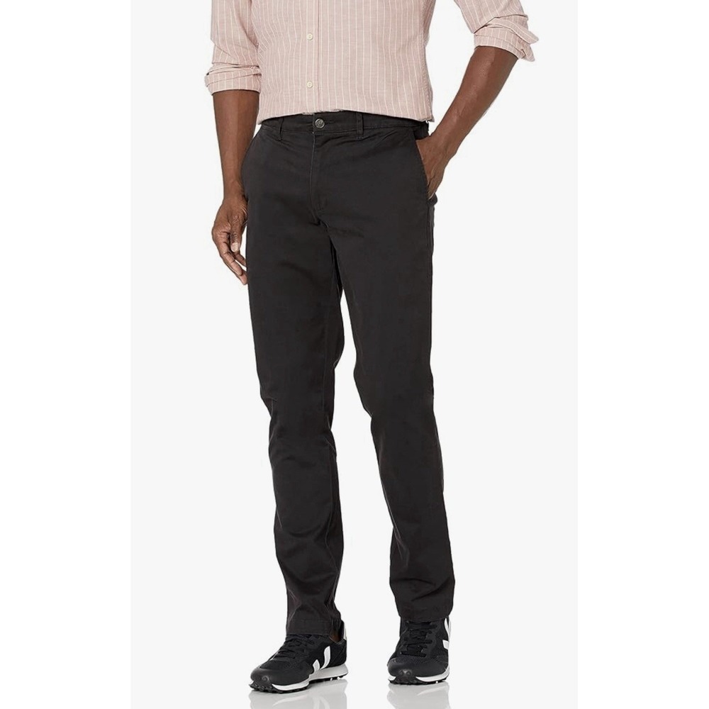 Goodthreads Mens‎ Slim Fit Washed Chino Pants Black 32W x 28L Stretch Trousers